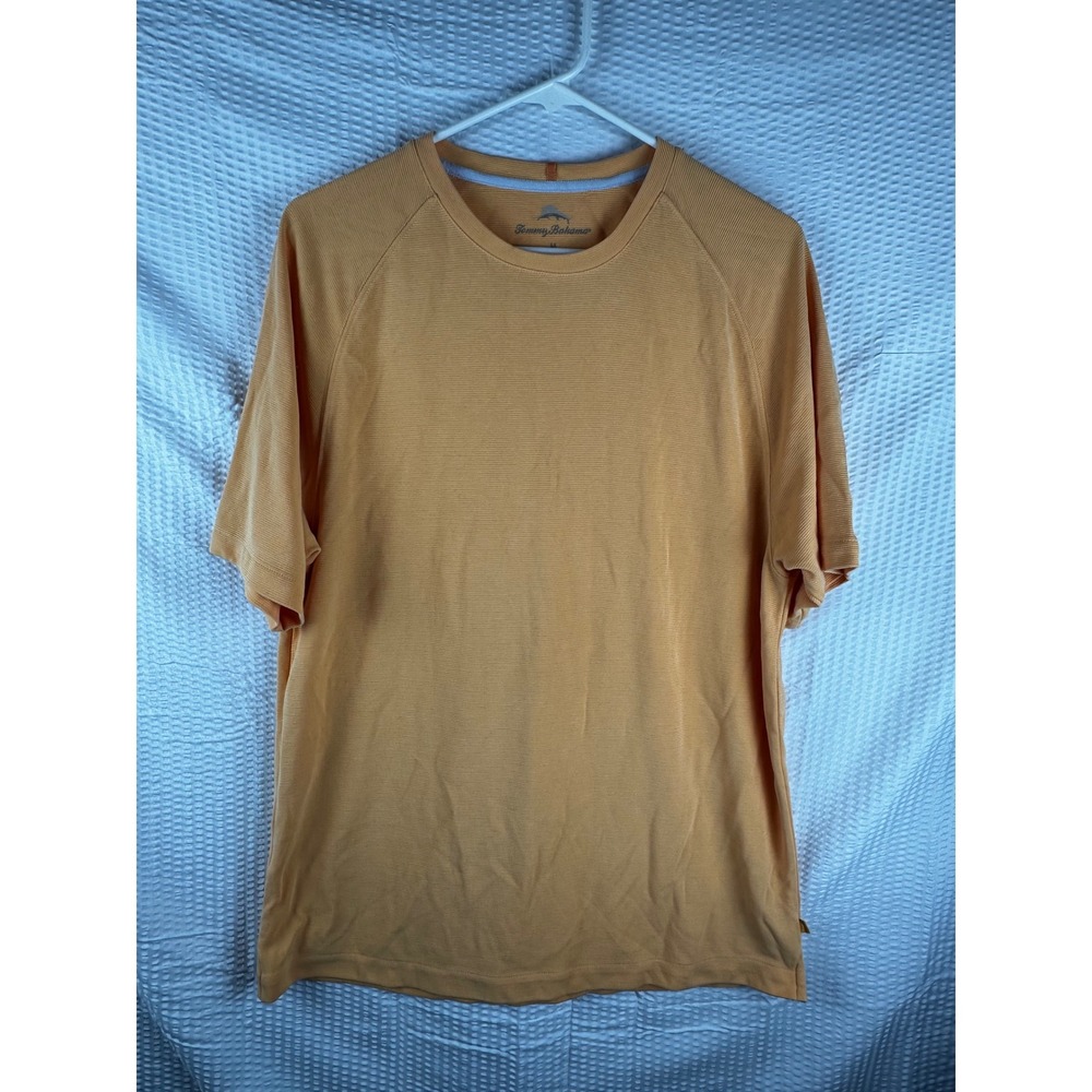 Tommy Bahama Mens Orange Striped Short Sleeve Crew Neck‎ T Shirt Size Medium